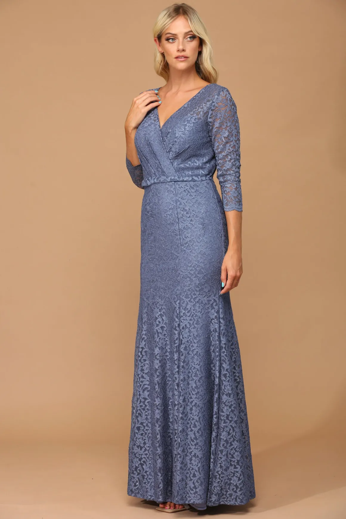 Eva blondekjole med lange ærmer