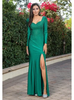 Gallakjole med lange ærmer og stretch