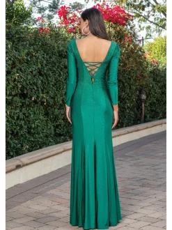 Gallakjole med lange ærmer og stretch