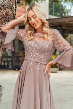 Gloria mochafarvet festkjole 3434