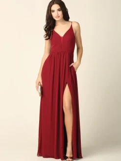 Lang festkjole med lommer 3346