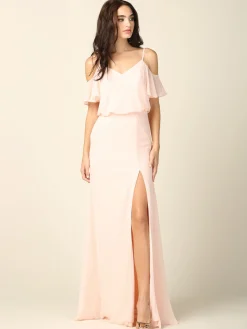 Lang festkjole med slids 3333