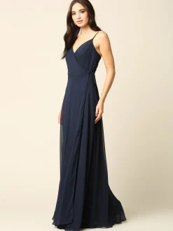 Lang wrap chiffon festkjole 3382