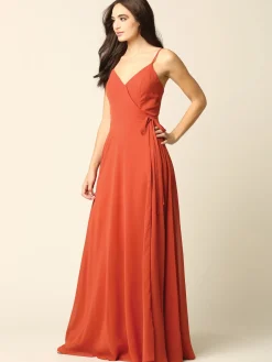 Lang wrap chiffon festkjole 3382