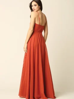 Lang wrap chiffon festkjole 3382