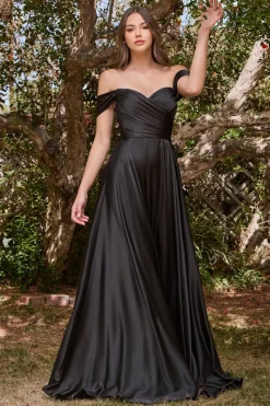 Offshoulders satinkjole 7493