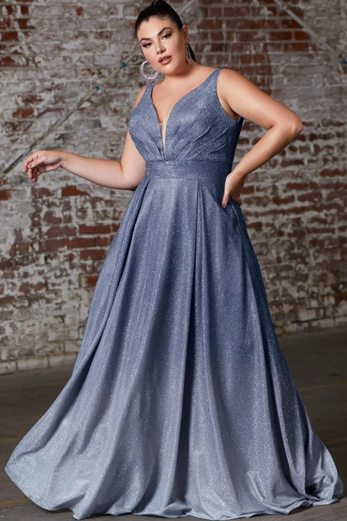 Plus size ombre glitter gallakjole 9174C