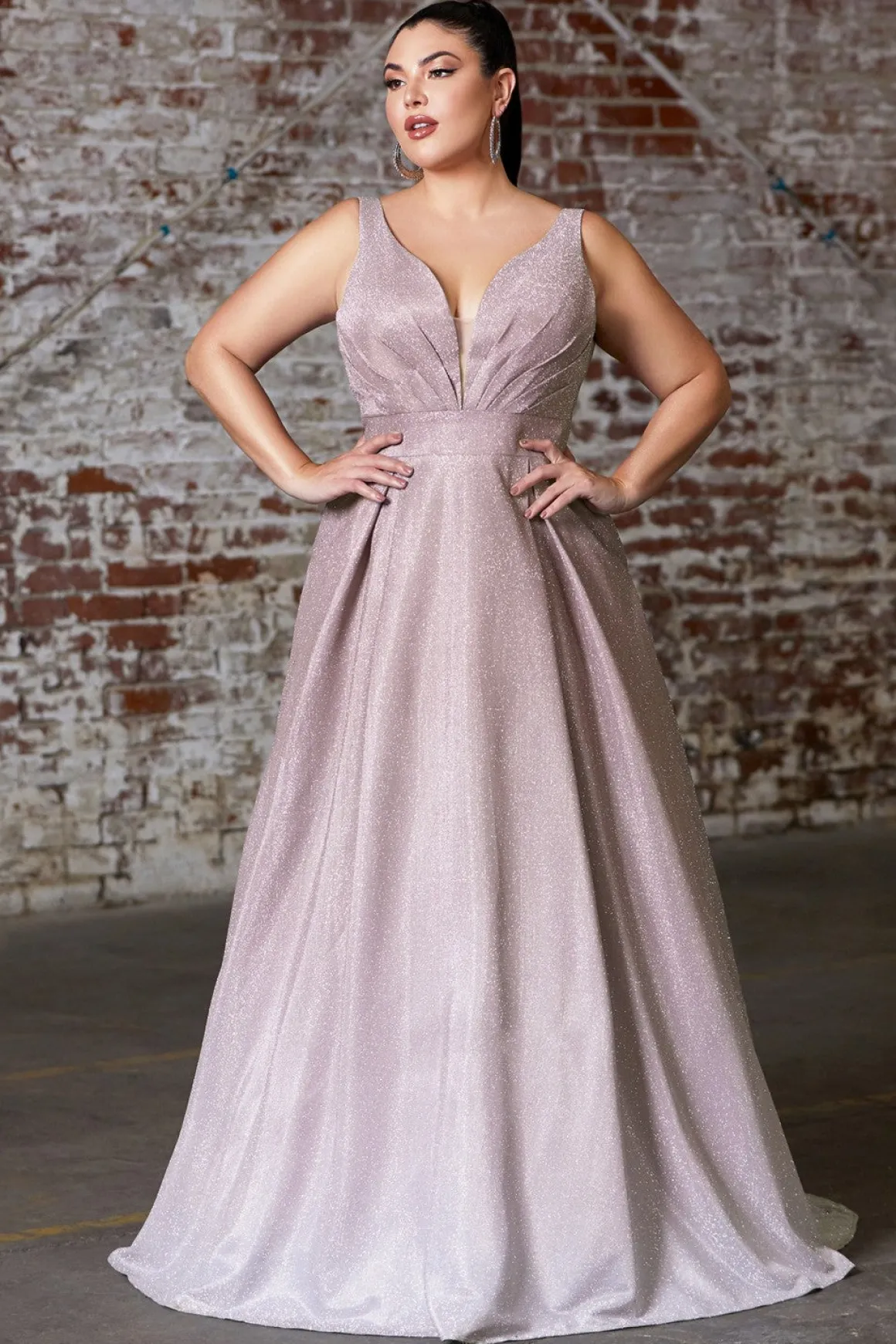 Plus size ombre glitter gallakjole 9174C