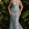Plus size pailletkjole CD975