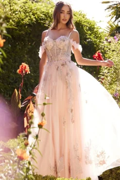 Andrea & Leo A1330 rosa blomstret gallakjole