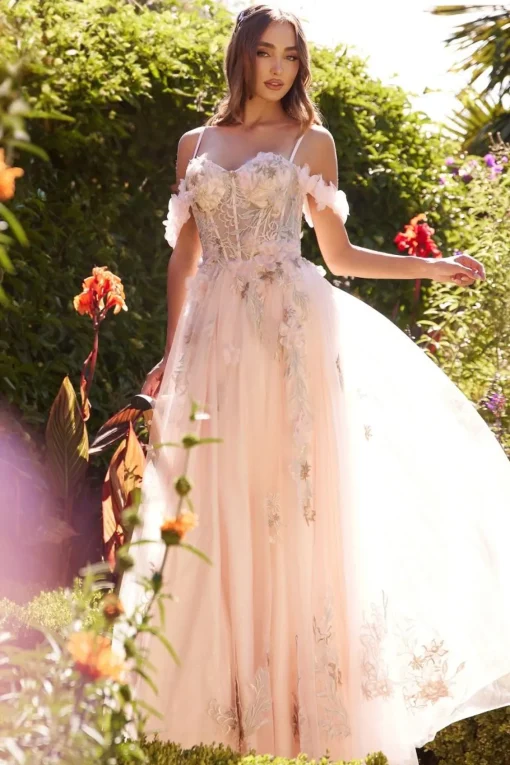 Andrea & Leo A1330 rosa blomstret gallakjole