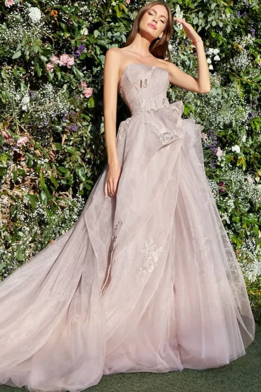 Andrea & Leo Couture stropløs tyld gallakjole A1021