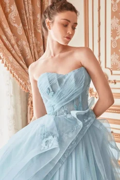 Andrea & Leo Couture stropløs tyld gallakjole A1021