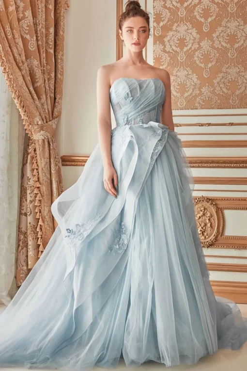 Andrea & Leo Couture stropløs tyld gallakjole A1021
