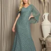 Blondekjole med chiffonærmer 3471