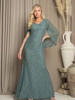 Blondekjole med chiffonærmer 3471