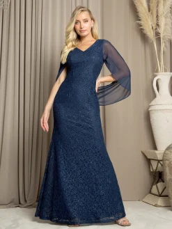 Blondekjole med chiffonærmer 3471