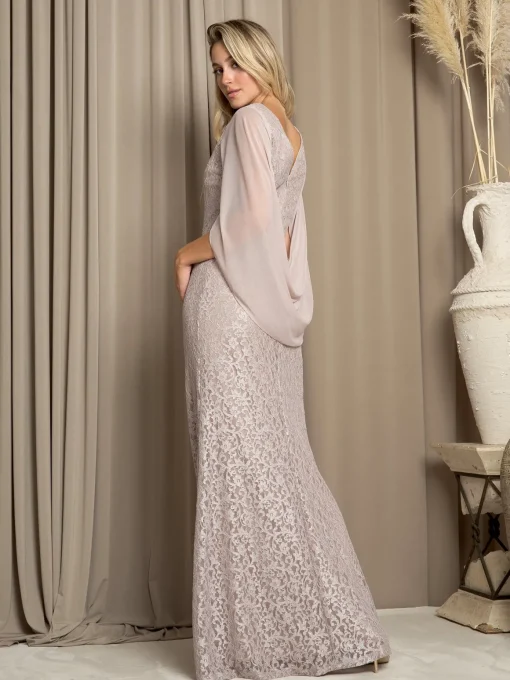 Blondekjole med chiffonærmer 3471
