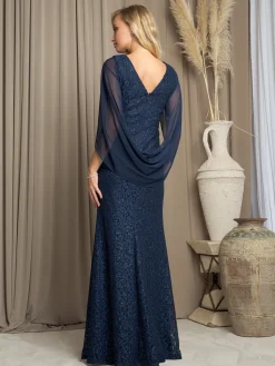 Blondekjole med chiffonærmer 3471