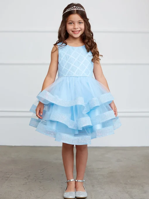 Børnekjole med ruffles og glitter