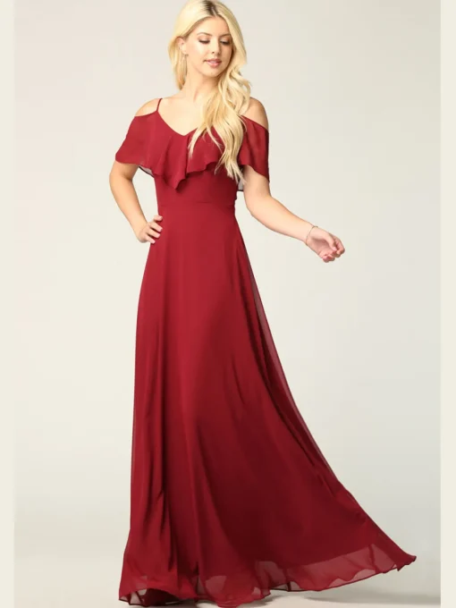 Chiffonkjole med cold shoulder