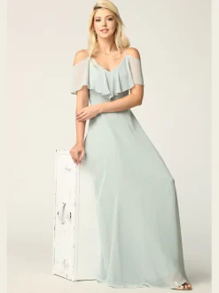 Cold shoulder chiffonkjole