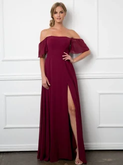 Festkjole med on eller offshoulder