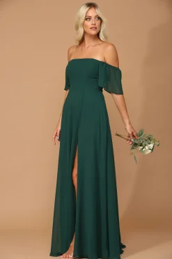 Festkjole med on eller offshoulder
