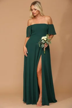 Festkjole med on eller offshoulder