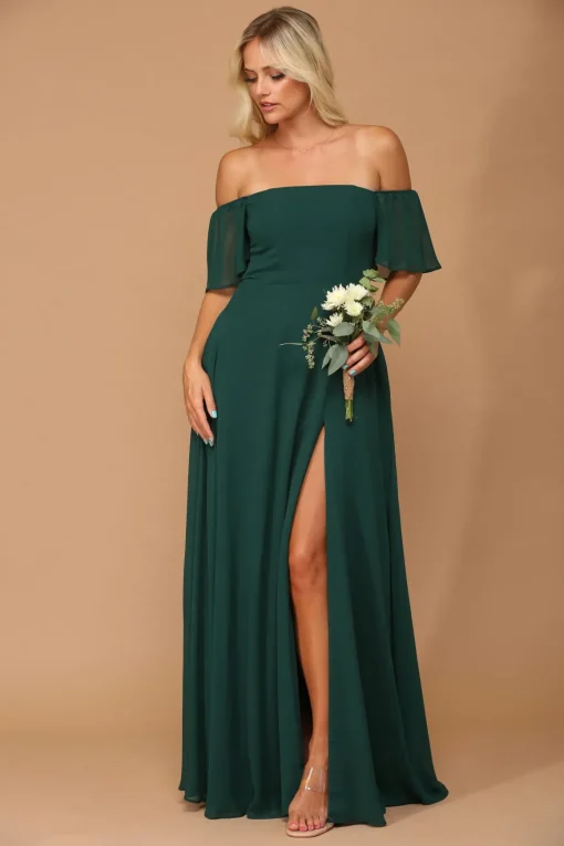 Festkjole med on eller offshoulder