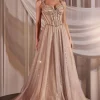La Divine CD849 champagne rose gallakjole med sten
