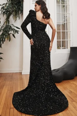 La Divine CD885 oneshoulder pailletkjole