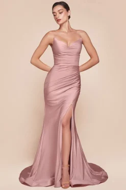 La Divine CD791 rosa stropløs festkjole