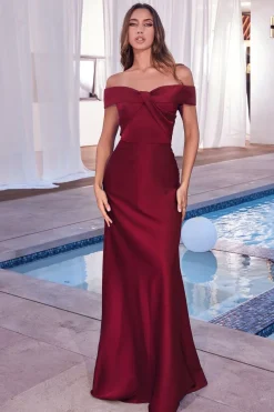 La Divine CD325 satinkjole med offshoulder