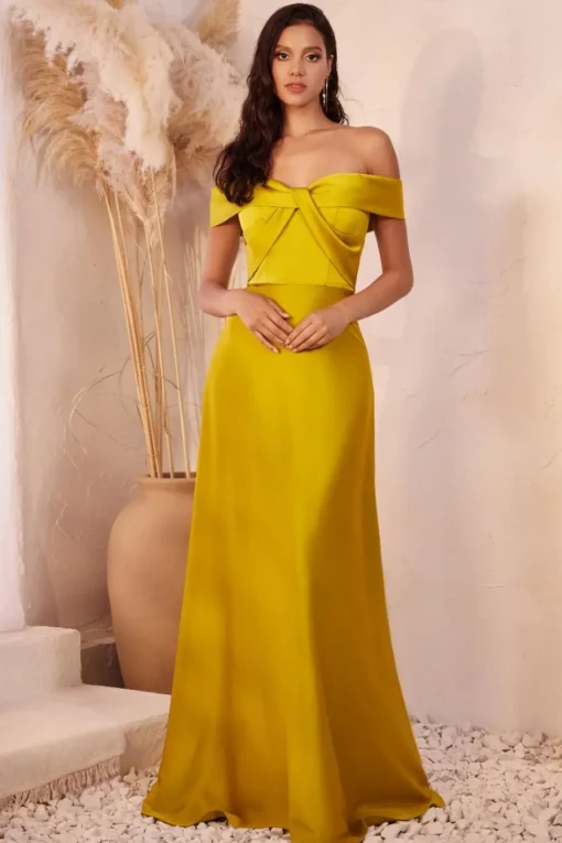 La Divine CD325 satinkjole med offshoulder