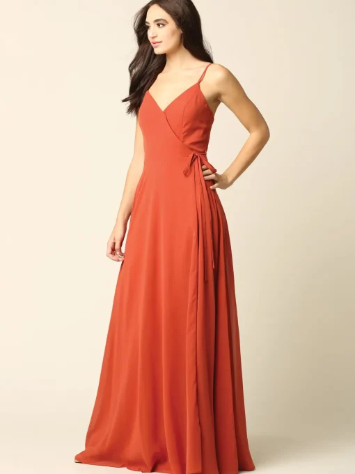 Lang wrap chiffon festkjole 3382