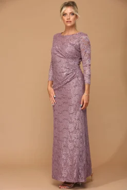 Mauve blondekjole med ærmer 3397
