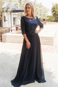Navy selskabskjole GL3446