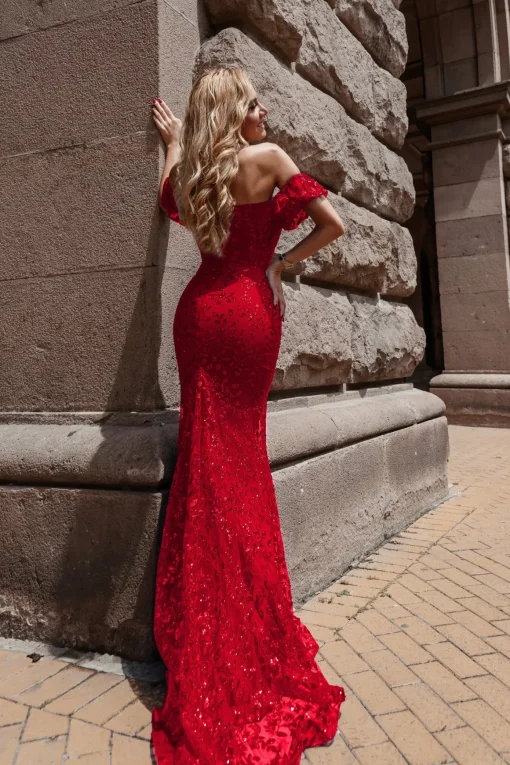 Offshoulder glitter gallakjole TW024