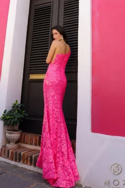 Oneshoulder pink gallakjole 1308