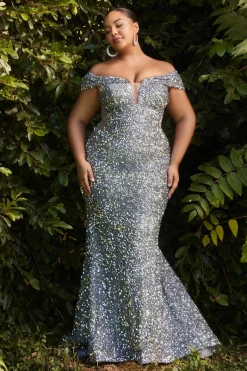 Plus size pailletkjole CD975
