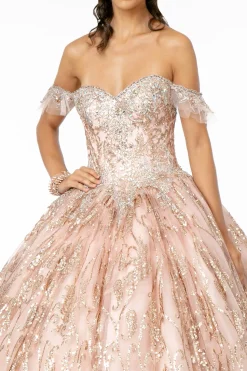 Rosegold gallakjole med glitter 2913
