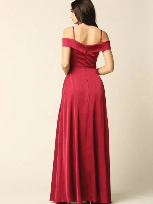 Satin gallakjole med lommer 3355